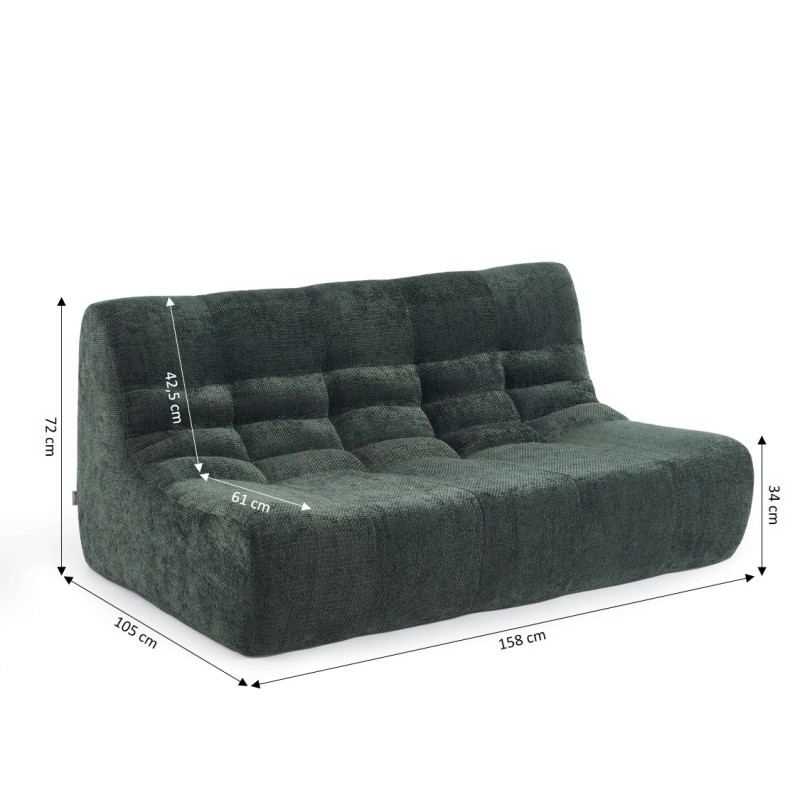 Banquette JANIS modulable 2 places tissu chenille vert