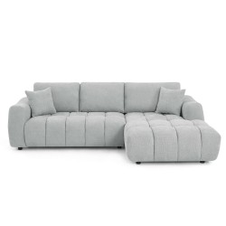 Divano angolare fisso KEREA a sinistra, 4 posti, tessuto ciniglia grigio