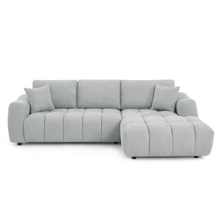 Divano angolare fisso KEREA a sinistra, 4 posti, tessuto ciniglia grigio
