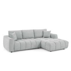 Divano angolare fisso KEREA a sinistra, 4 posti, tessuto ciniglia grigio