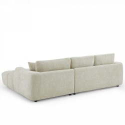 Canapé d'angle droit fixe KEREA 4 places tissu chenille taupe