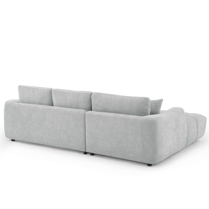 Canapé d'angle gauche fixe KEREA 4 places tissu chenille gris