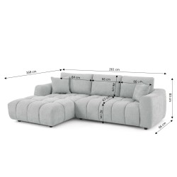 Canapé d'angle gauche fixe KEREA 4 places tissu chenille gris