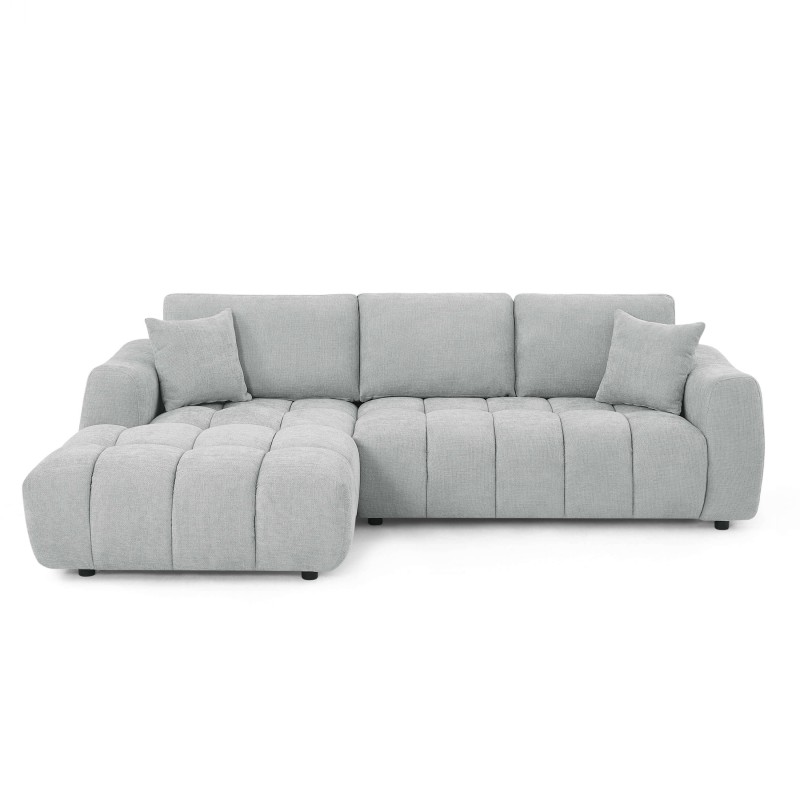 Canapé d'angle gauche fixe KEREA 4 places tissu chenille gris