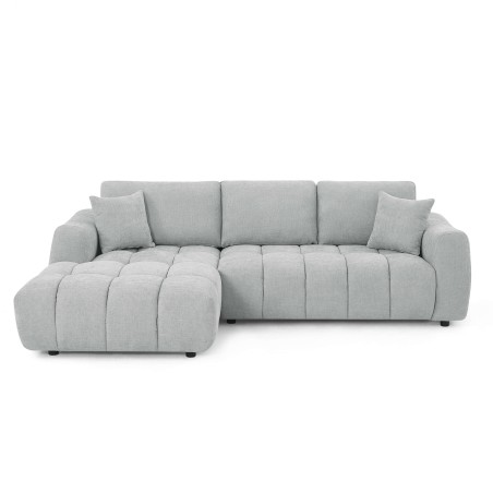 Canapé d'angle gauche fixe KEREA 4 places tissu chenille gris