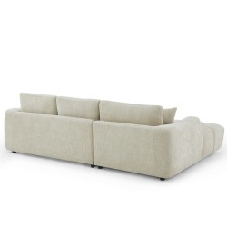 KEREA 4-Sitzer-Ecksofa links in taupefarbenem Chenille-Stoff