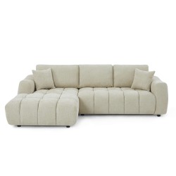 KEREA 4-Sitzer-Ecksofa links in taupefarbenem Chenille-Stoff