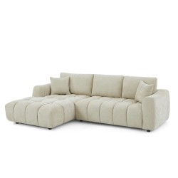 KEREA 4-Sitzer-Ecksofa links in taupefarbenem Chenille-Stoff