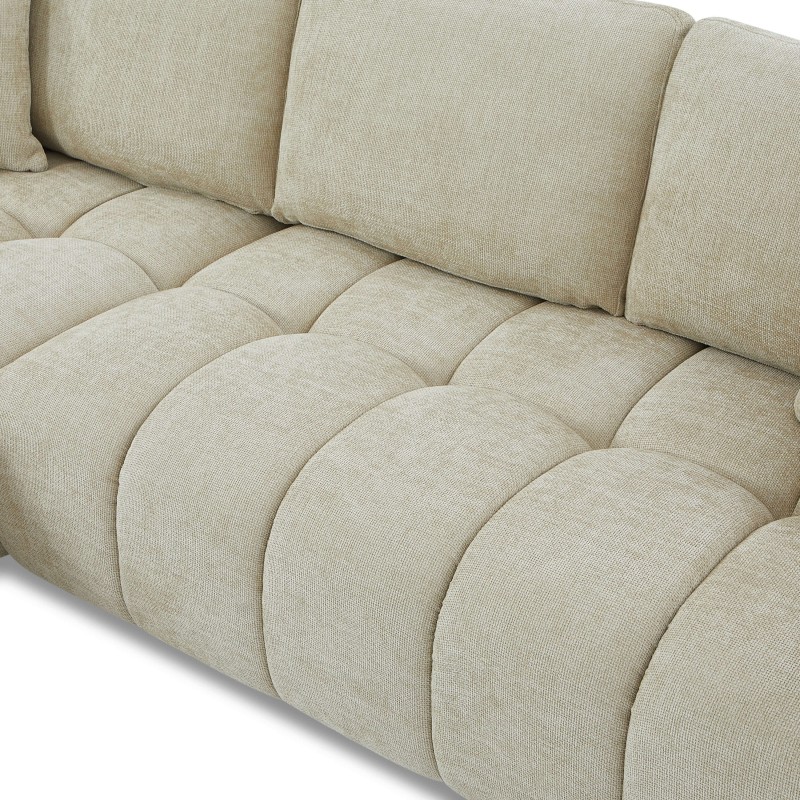 KEREA 4-Sitzer-Ecksofa links in taupefarbenem Chenille-Stoff