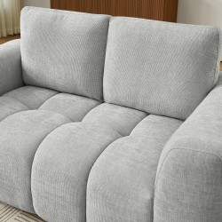 KEREA 2-Sitzer-Sofa aus grauem Chenille-Stoff, feststehend, gerade