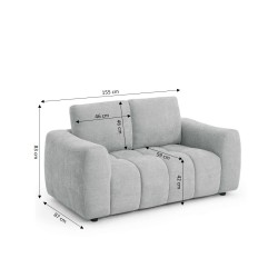 KEREA 2-Sitzer-Sofa aus grauem Chenille-Stoff, feststehend, gerade