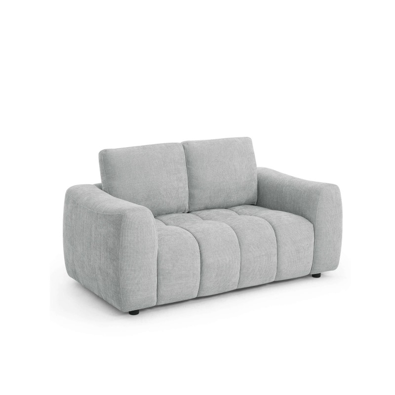 KEREA 2-Sitzer-Sofa aus grauem Chenille-Stoff, feststehend, gerade