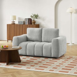 KEREA 2-Sitzer-Sofa aus grauem Chenille-Stoff, feststehend, gerade