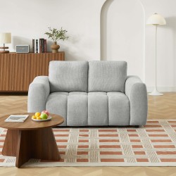 KEREA 2-Sitzer-Sofa aus grauem Chenille-Stoff, feststehend, gerade
