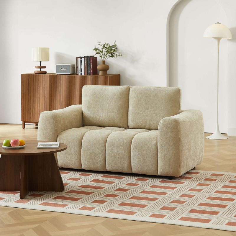 KEREA 2-Sitzer-Sofa aus Chenille-Stoff, taupe