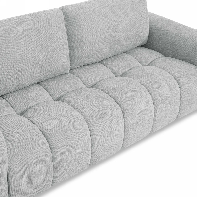 Canapé droit fixe KEREA 3 places tissu chenille gris