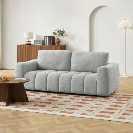 KEREA 3-Sitzer-Sofa, gerade, grauer Chenille-Stoff