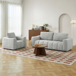 Fauteuil fixe KEREA 1 place tissu chenille gris