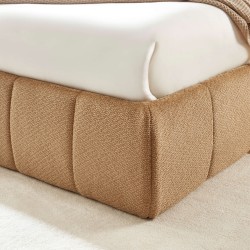 Lit coffre LAVINIA tissu chenille caramel 160x200 sommier inclus