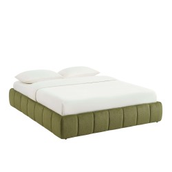 Lit coffre LAVINIA tissu chenille vert 160x200 sommier inclus