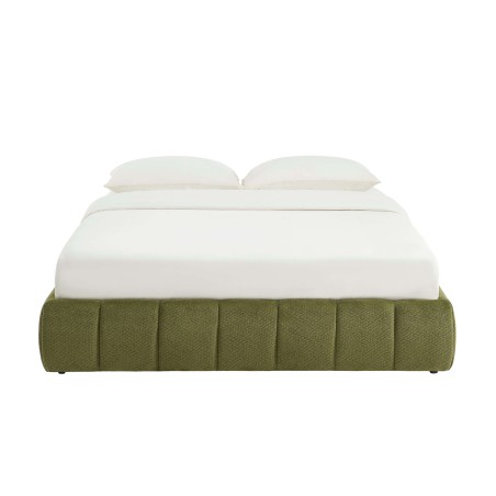 Lit coffre LAVINIA tissu chenille vert 160x200 sommier inclus