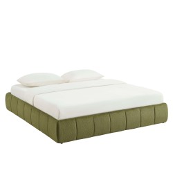 Lit coffre LAVINIA tissu chenille vert 180x200 sommier inclus