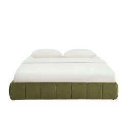 Lit coffre LAVINIA tissu chenille vert 180x200 sommier inclus
