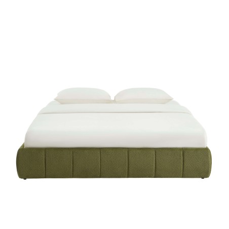 Lit coffre LAVINIA tissu chenille vert 180x200 sommier inclus