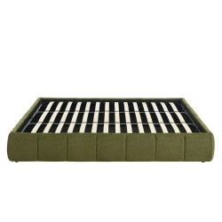 Lit coffre LAVINIA tissu chenille vert 180x200 sommier inclus