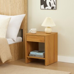 Comodino LIMA, effetto rovere, 1 cassetto