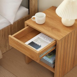 Comodino LIMA, effetto rovere, 1 cassetto