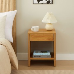 Comodino LIMA, effetto rovere, 1 cassetto