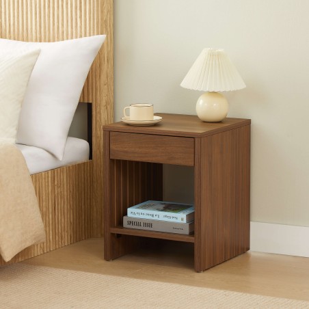 Comodino LIMA, effetto noce, 1 cassetto