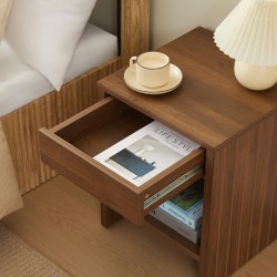 Comodino LIMA, effetto noce, 1 cassetto