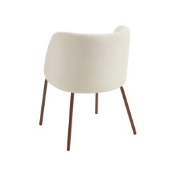 Chaise LUISA tissu chenille écru et pieds métal marron