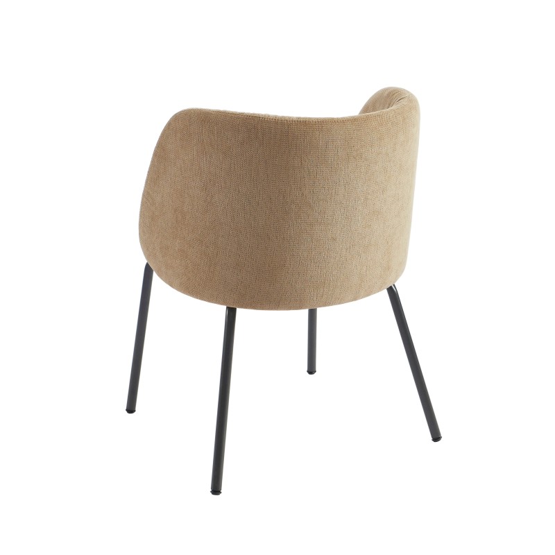 Chaise LUISA tissu chenille ocre et pieds métal noir