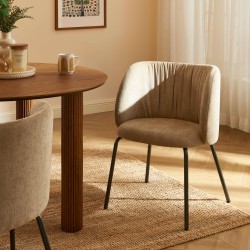 Chaise LUISA tissu chenille ocre et pieds métal noir