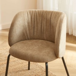 Chaise LUISA tissu chenille ocre et pieds métal noir