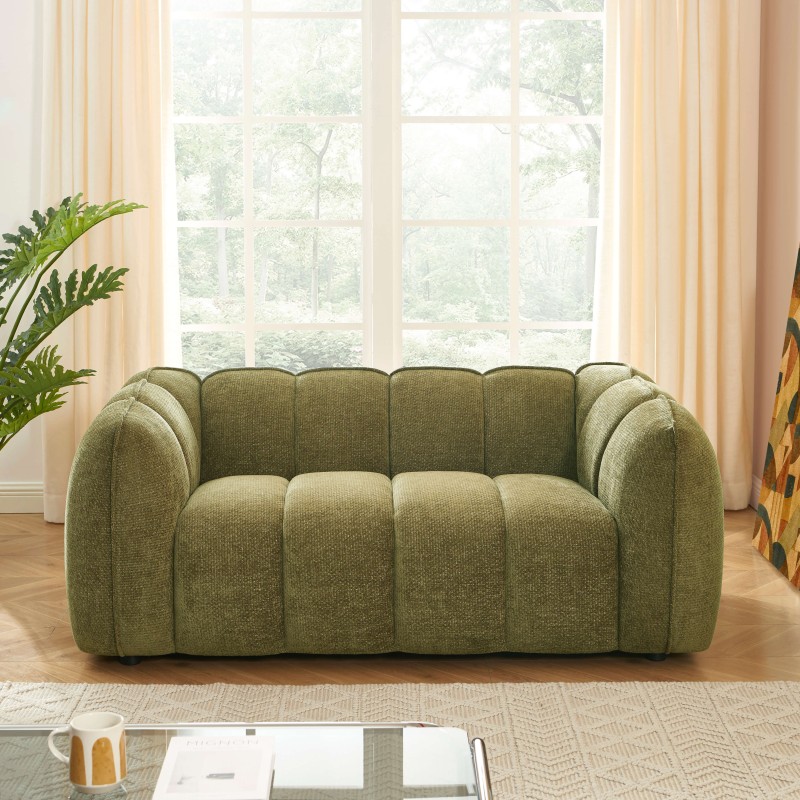 Canapé MATILDA 2 places tissu chenille vert