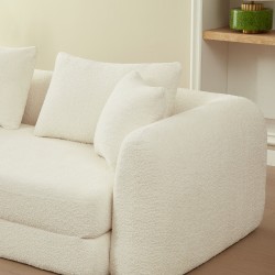 MORPHEO 3-Sitzer-Sofa mit Klappfunktion, beige Bouclé-Stoff