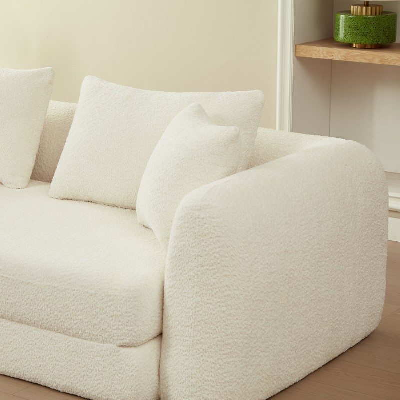 MORPHEO 3-Sitzer-Sofa mit Klappfunktion, beige Bouclé-Stoff
