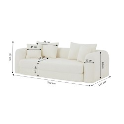 MORPHEO 3-Sitzer-Sofa mit Klappfunktion, beige Bouclé-Stoff