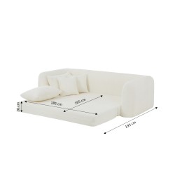 MORPHEO 3-Sitzer-Sofa mit Klappfunktion, beige Bouclé-Stoff