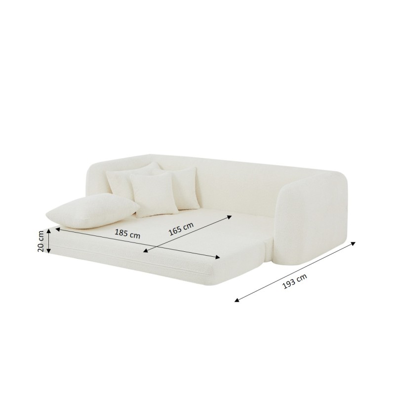 MORPHEO 3-Sitzer-Sofa mit Klappfunktion, beige Bouclé-Stoff
