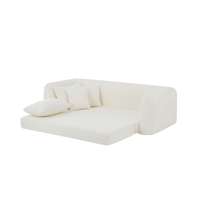 MORPHEO 3-Sitzer-Sofa mit Klappfunktion, beige Bouclé-Stoff
