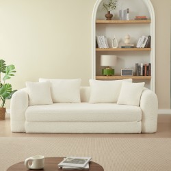 MORPHEO 3-Sitzer-Sofa mit Klappfunktion, beige Bouclé-Stoff