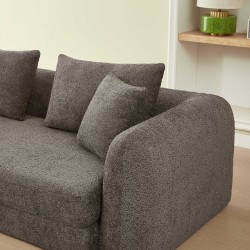 MORPHEO 3-Sitzer-Sofa mit Kompakt-Schlaffunktion, rechtsseitig, aus braunem Bouclé-Stoff
