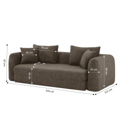 MORPHEO 3-Sitzer-Sofa mit Kompakt-Schlaffunktion, rechtsseitig, aus braunem Bouclé-Stoff