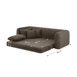 MORPHEO 3-Sitzer-Sofa mit Kompakt-Schlaffunktion, rechtsseitig, aus braunem Bouclé-Stoff