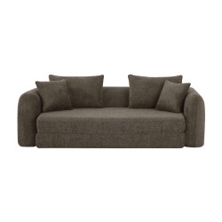 MORPHEO 3-Sitzer-Sofa mit Kompakt-Schlaffunktion, rechtsseitig, aus braunem Bouclé-Stoff